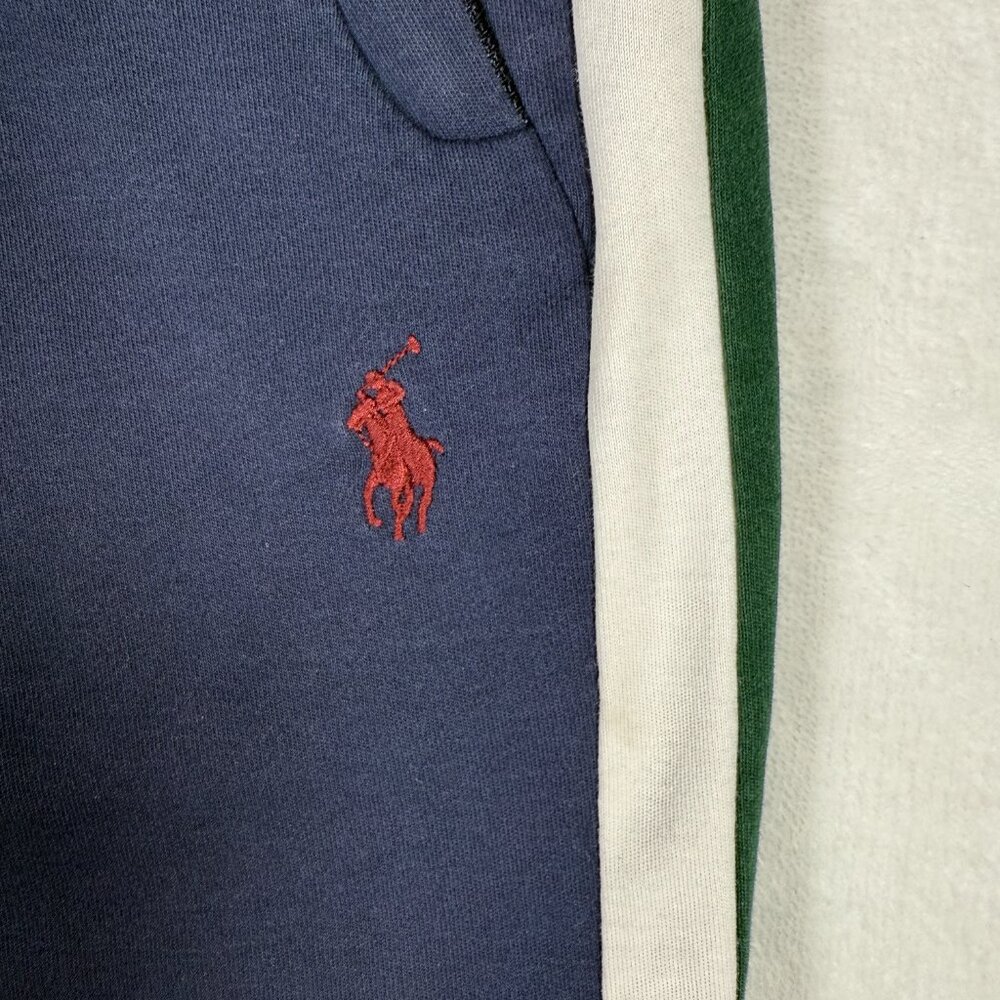Polo Ralph Lauren Jogger Men Size L Blue Pockets 100% Cotton Red Logo Vintage - Picture 6 of 13